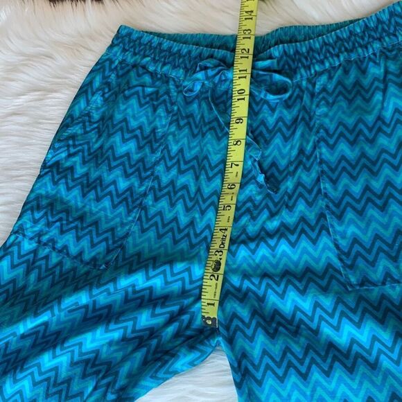 Zara Blue Green Geometric Palazzo Print Pull On pants Size Medium - Picture 9 of 14